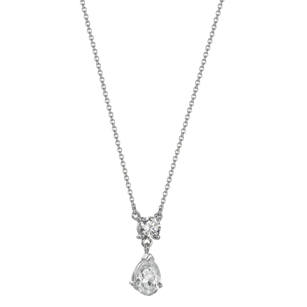 Collier Silber Zirkonia weiss rhodiniert 38-42 cm verstellbar