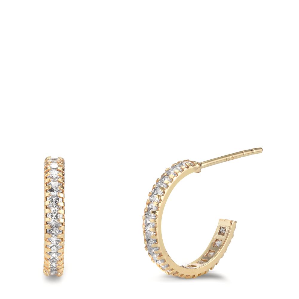 Hoop earrings 9k Yellow Gold Zirconia White, 32 Stones
