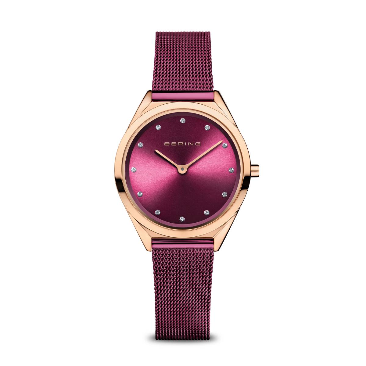 Bering Damen Armbanduhr Ultra Slim 31 mm 3 ATM Saphirglas Slim Design Armband Milanaise 17031-969