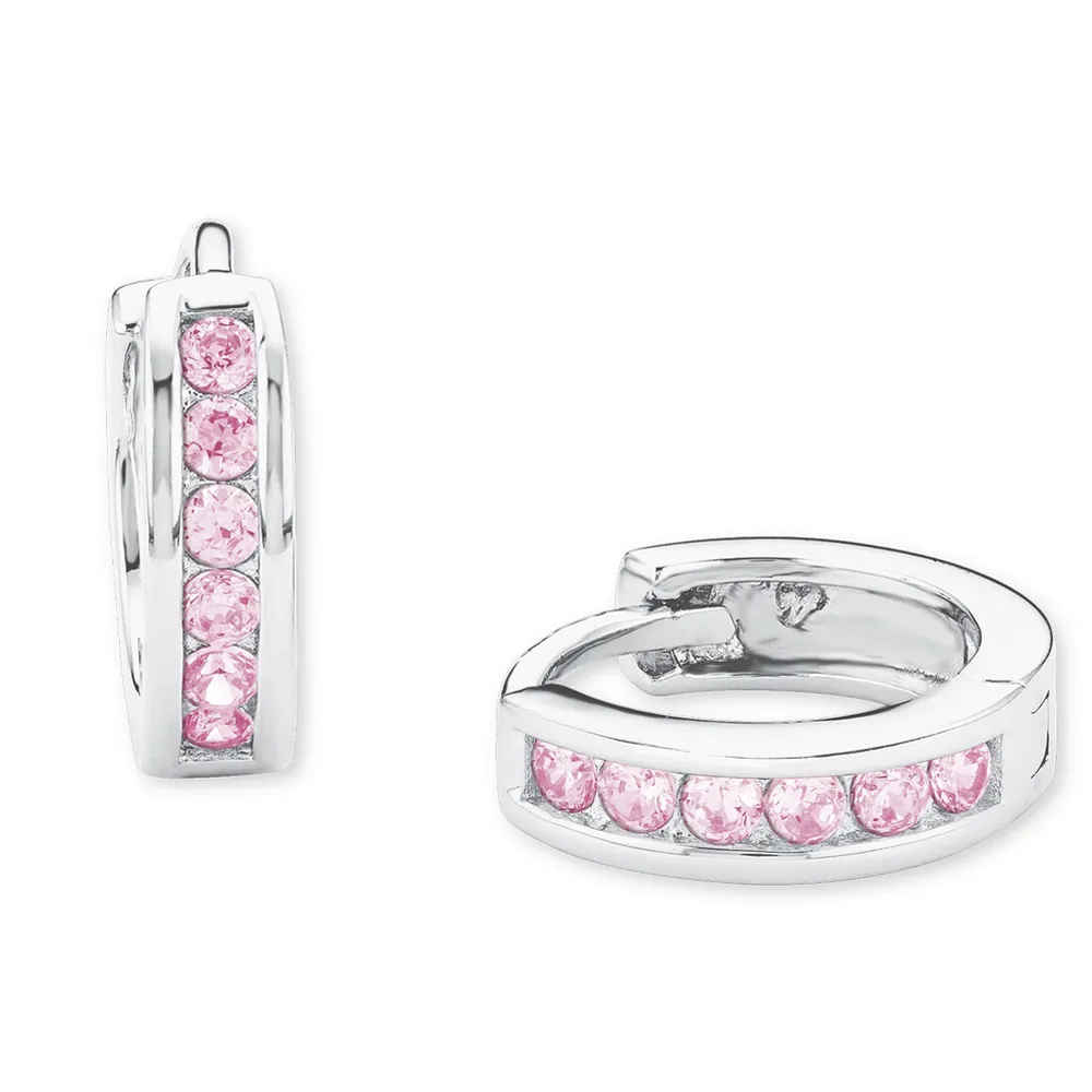 Lillifee Kinder Ohrringe Creolen Silber 925 rhodiniert mit rosa Zirkoniasteinen 2016524