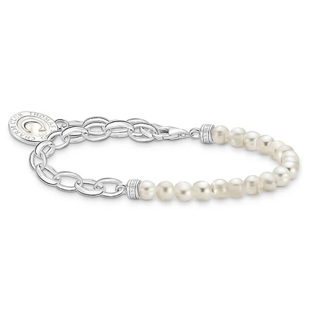 Thomas Sabo Charmista Armband 19 cm mit weißen Perlen Silber 925 A2128-158-14-L19V